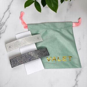 NWT Valet Studio Minnie Clips Silver White‎ glittery  glitter metallic